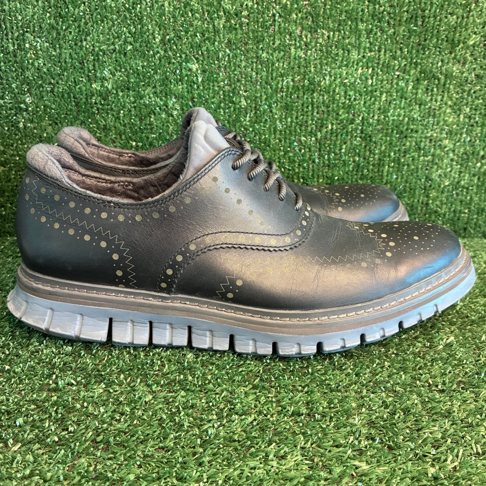 Cole Haan Zerogrand Wingtip Oxford Waterproof Leather Sneakers Black Mens Sz 9.5